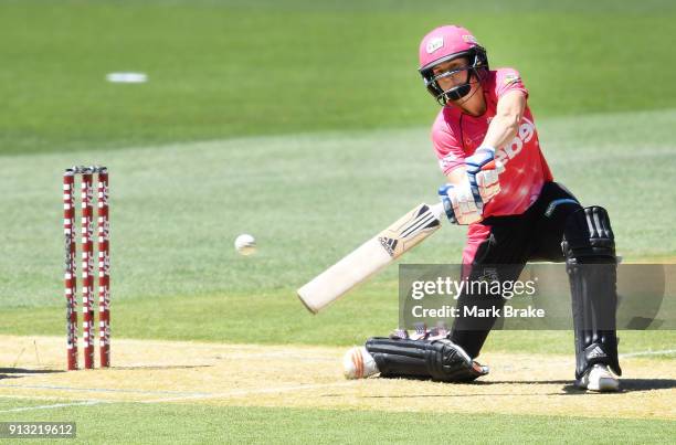 Ashleigh Gardner of the Sydney Sixers bats during the Women's Big Bash League match between the Adelaide Strikers and the Sydney Sixers at Adelaide...