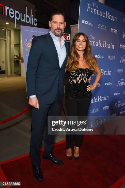 Joe Manganiello and Sofia Vergara attend attend the premiere of IFC Films' 'The Female Brain' at ArcLight Hollywood on February 1, 2018 in Los...