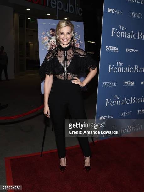 Actress Beth Behrs arrives at the premiere of IFC Films' "The Female Brain" at the ArcLight Hollywood on February 1, 2018 in Hollywood, California.