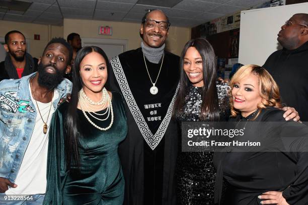 Tye Tribbett, Erica Campbell, Snoop Dogg, EVP Head of Programming at BET, Connie Orlando and Founder of Super Bowl Gospel Celebration, Melanie Few at...