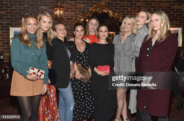 Fashion designer Charlotte Ronson, model Kelly Sawyer, jewelry designer Jennifer Meyer, Sarah Meyer, Edie Parker Creative Director Brett Heyman,...