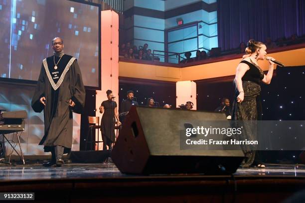 Snoop Dogg and Faith Evans perform onstage during BET Presents 19th Annual Super Bowl Gospel Celebration at Bethel University on February 1, 2018 in...