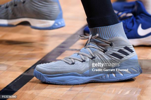 Sneakers of Kenneth Faried of the Denver Nuggets during the game against the Oklahoma City Thunder on February 1, 2018 at the Pepsi Center in Denver,...