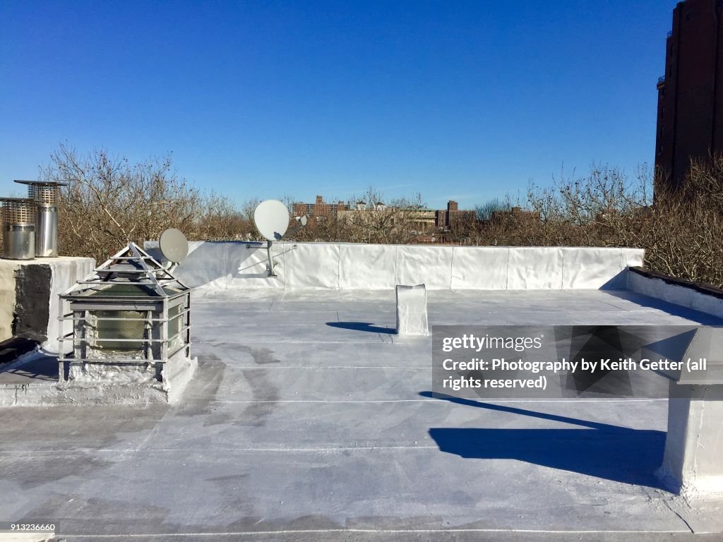 A coated roof on a residential building in Brooklyn NYC
