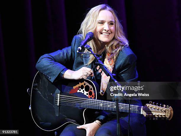 Recording artist Melissa Etheridge performs at the annual Country Music Hall of Fame and Museum's 'All for the Hall Los Angeles' Benefit at Club...