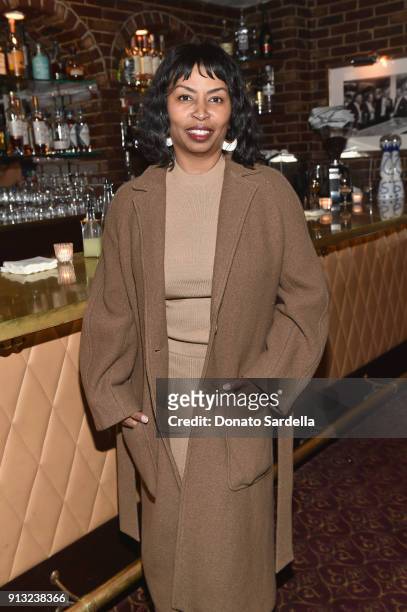 Brigette Romanek attends Edie Parker's LA Dinner Party at La Dolce Vita on February 1, 2018 in Beverly Hills, California.