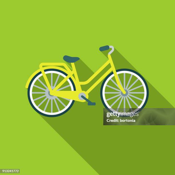 fahrrad flach umwelt designikone - fahrrad stock-grafiken, -clipart, -cartoons und -symbole