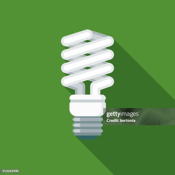 bildbanksillustrationer, clip art samt tecknat material och ikoner med energi effektiv glödlampa platt design miljö ikon - energy efficient lightbulb