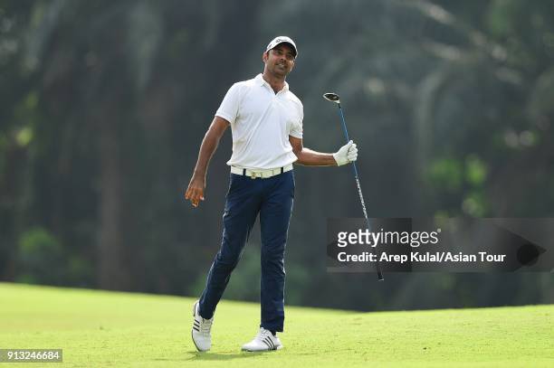 Jyoti Randhawa of India in action during day two of the 2018 Maybank Championship at Saujana Golf and Country Club on February 2, 2018 in Kuala...