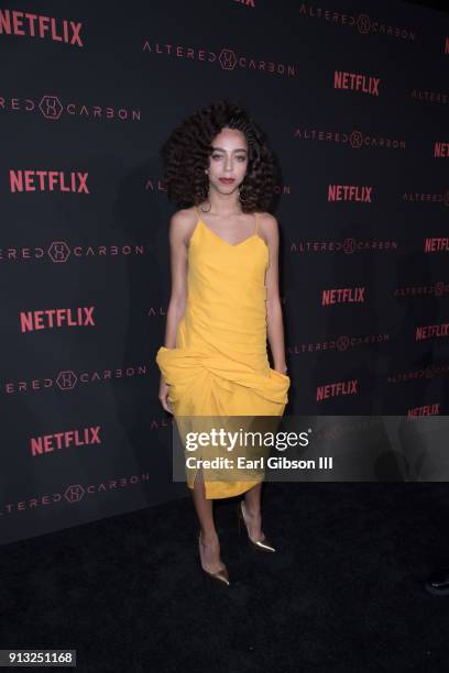 Hayley Law attends the Premiere Of Netflix's "Altered Carbon" at Mack Sennett Studios on February 1, 2018 in Los Angeles, California.