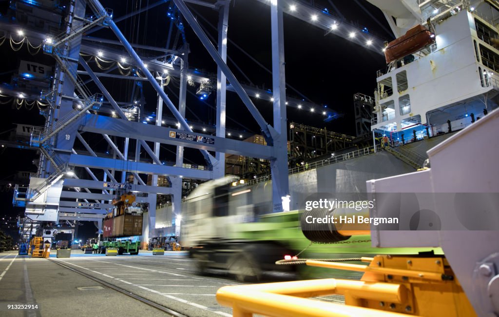 Nighttime Unloading of Container Ship