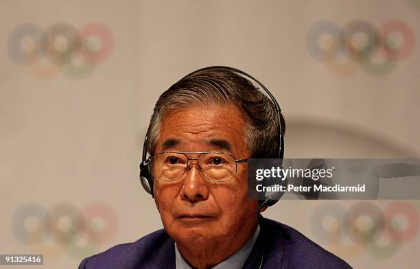 Tokyo governor and the city's Olympic bid committee leader Shintaro Ishihara attends a press conference after the Tokyo 2016 presentation on October...