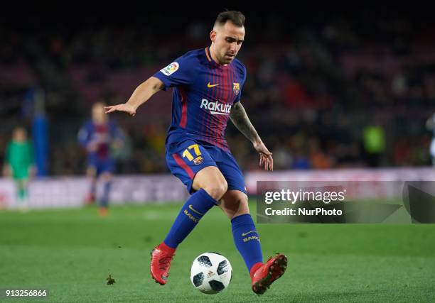 Paco Alcacer of FC Barcelona during the spanish Copa del Rey semi-final, first leg match between FC Barcelona and Valencia, at Camp Nou Stadium, on...