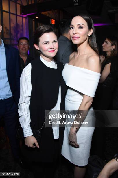 Ginnifer Goodwin and Whitney Cummings attend the premiere of IFC Films' 'The Female Brain' afterparty at Avenue in Hollywood on February 1, 2018 in...