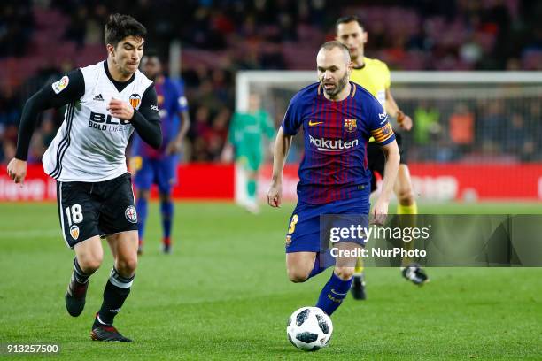 Barcelona midfielder Andres Iniesta during the match between FC Barcelona vs Valencia, of the Spanish King's Cup Semi Final, played at Camp Nou...