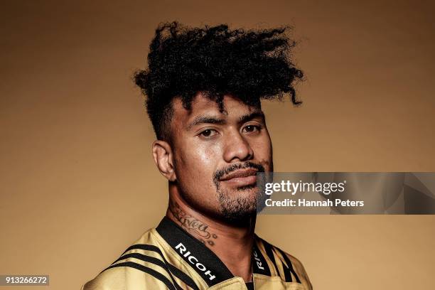 Ardie Savea poses during the Wellington Hurricanes 2018 Super Rugby headshots session on January 22, 2017 in Auckland, New Zealand.