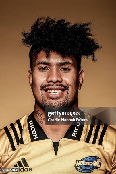 Ardie Savea poses during the Wellington Hurricanes 2018 Super Rugby headshots session on January 22, 2017 in Auckland, New Zealand.