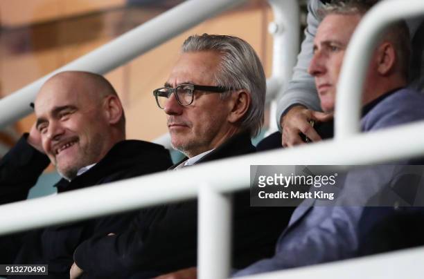 Newly appointed Socceroos coach Bert van Marwijk looks on during the round 19 A-League match between Sydney FC and the Wellington Phoenix at Allianz...