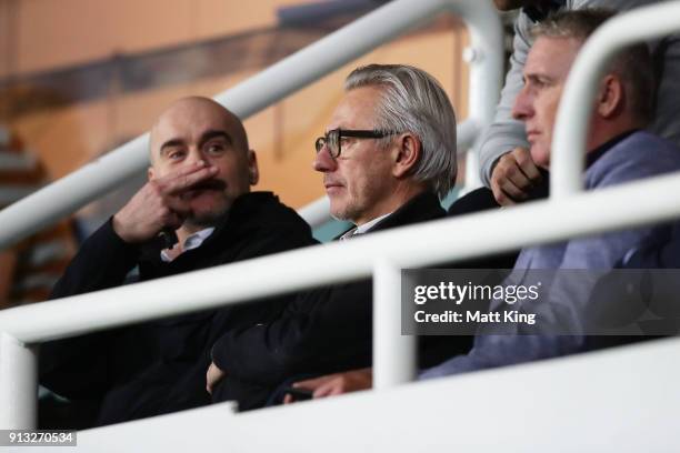 Newly appointed Socceroos coach Bert van Marwijk looks on during the round 19 A-League match between Sydney FC and the Wellington Phoenix at Allianz...