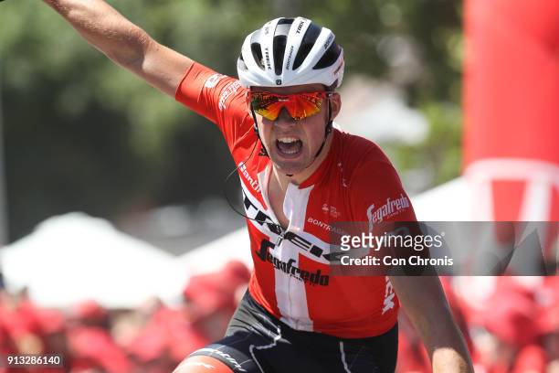 Mads Pedersen of Denmark and the Trek-Segafredo Team wins Jayco Herald Sun Tour, stage 2, 208.6km road race from Warrnambool to Ballarat, on February...
