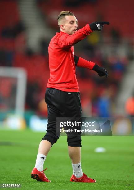 Gerard Deulofeu of Watford during the Premier League match between Stoke City and Watford at Bet365 Stadium on January 31, 2018 in Stoke on Trent,...