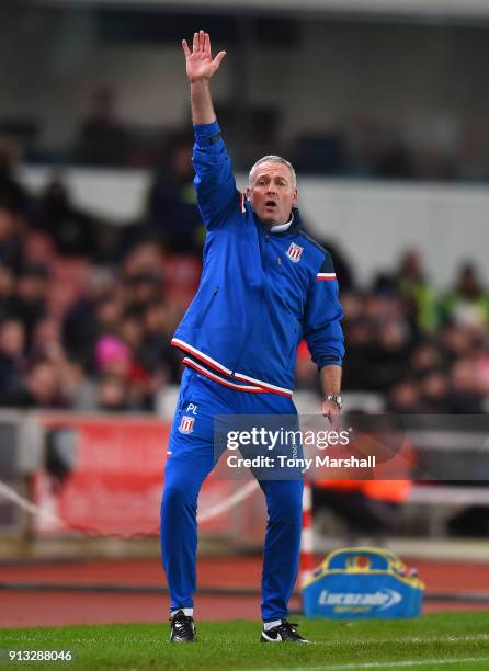 Manager of Stoke City Paul Lambert during the Premier League match between Stoke City and Watford at Bet365 Stadium on January 31, 2018 in Stoke on...