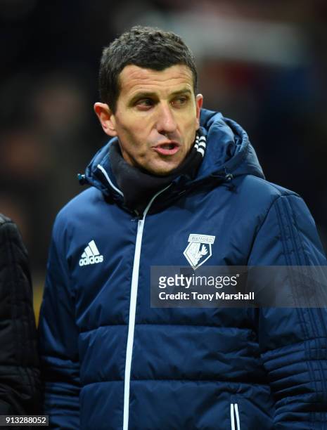 Manager of Watford Javi Gracia during the Premier League match between Stoke City and Watford at Bet365 Stadium on January 31, 2018 in Stoke on...