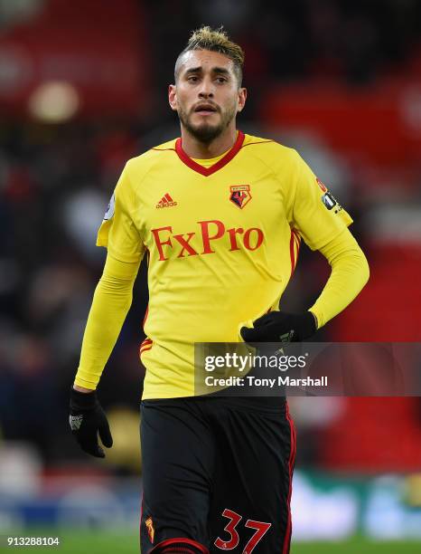 Roberto Pereyra of Watford during the Premier League match between Stoke City and Watford at Bet365 Stadium on January 31, 2018 in Stoke on Trent,...