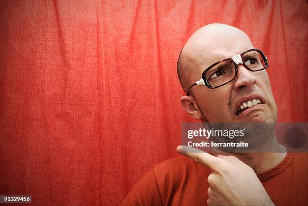 nerd 4 - ugly bald man stock pictures, royalty-free photos & images