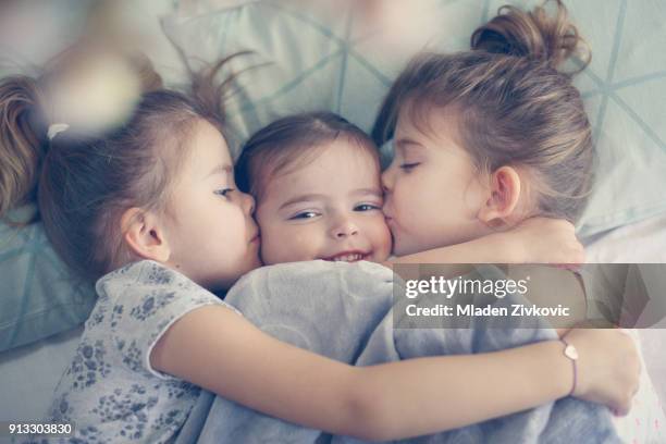 sisters love. - good morning kiss images stock pictures, royalty-free photos & images