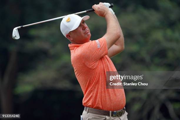 Graeme Storm of England in action during day two of the 2018 Maybank Championship Malaysia at Saujana Golf and Country Club on February 2, 2018 in...