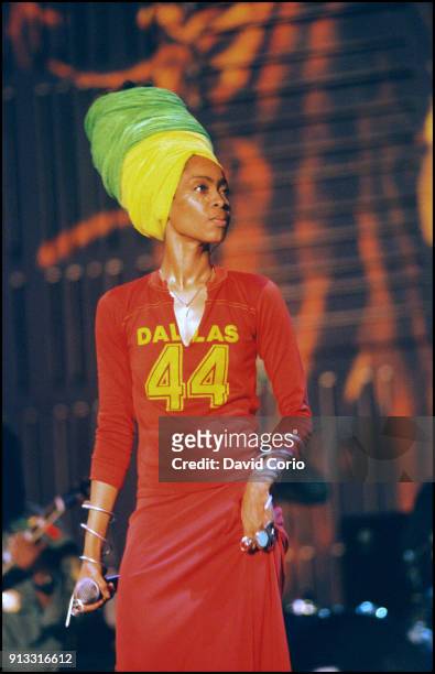 Erykah Badu performing at One Love Bob Marley Festival Oracabessa, Jamaica December 4 1999.