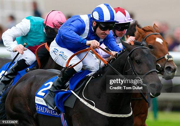 Richard Hills rides Awzaan to win The Shadwell Middle Park Stakes at Newmarket Racecourse on October 2, 2009 in Newmarket, England.