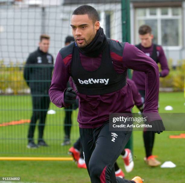 Winston Reid of West Ham United during training at Rush Green on February 2, 2018 in Romford, England.