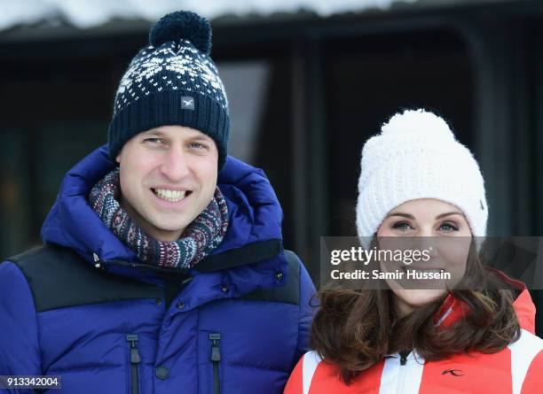 Prince William, Duke of Cambridge and Catherine, Duchess of Cambridge arrive at Holmenkollen ski jump, where they will take a short tour of the...