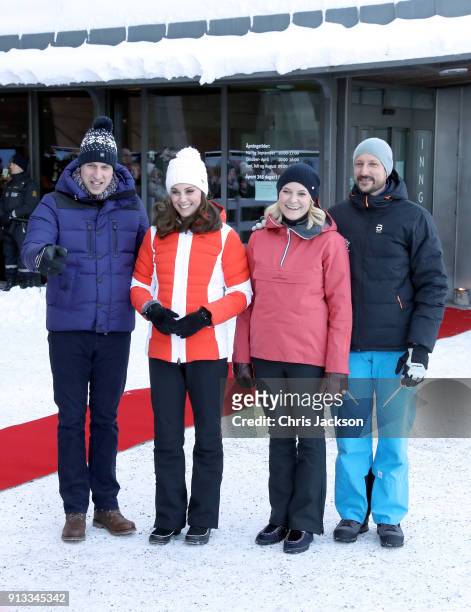 Prince William, Duke of Cambridge, Catherine, Duchess of Cambridge, Crown Princess Mette Marit of Norway and Crown Prince Haakon of Norway arrive at...