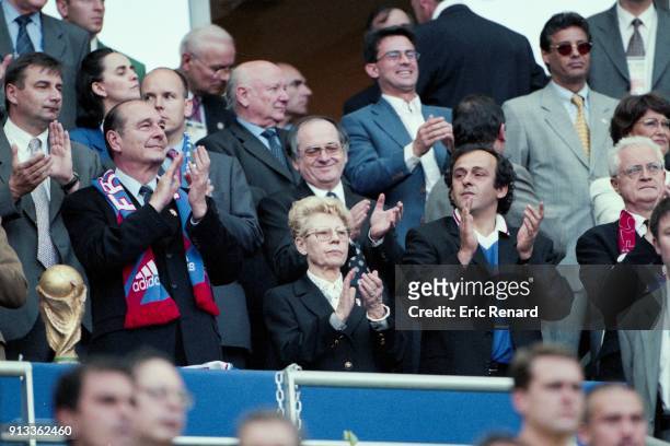 Jean Francois Lamour, Prince Albert of Monaco, Noel Le Graet, Manuel Valls, Jacques Chirac, Michel Platini, Lionel Jospin during the Soccer World Cup...