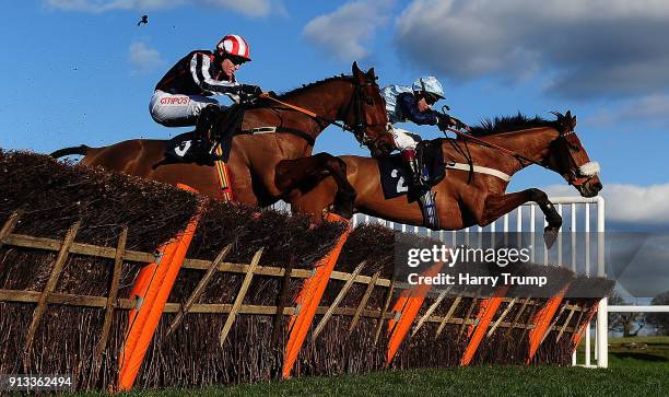 Rock my Style ridden by Richard Johnson jump the last on their way to winning the 188Bet Daily Racing Specials Hurdle Race at Chepstow Racecourse on...