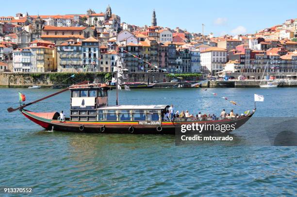 douro river - rabelo boat used for river cruises, porto, portugal - river douro stock pictures, royalty-free photos & images