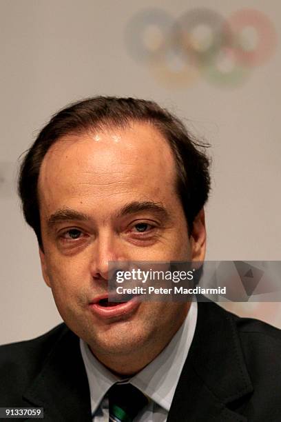 Carlos Roberto Osório, Secretary General of the Rio 2016 Bid Committee, speaks during a press conference after the Rio 2016 presentation on October...