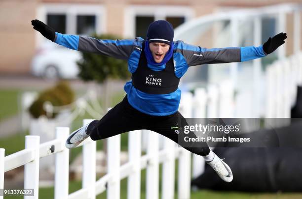 Jamie Vardy during the Leicester City training session at Belvoir Drive Training Complex on February 02 , 2018 in Leicester, United Kingdom.