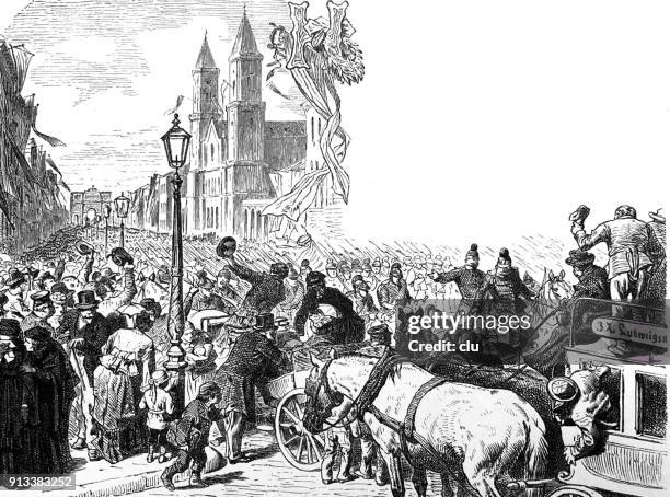 crowd in the city, celebrating - antiguidade stock illustrations