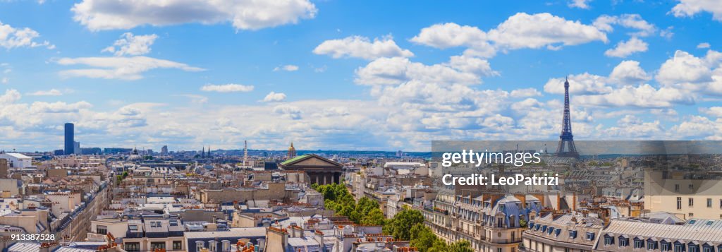 Paisaje urbano de París, impresionante vista aérea de la zona centro de la ciudad Torre Eiffel y alrededores