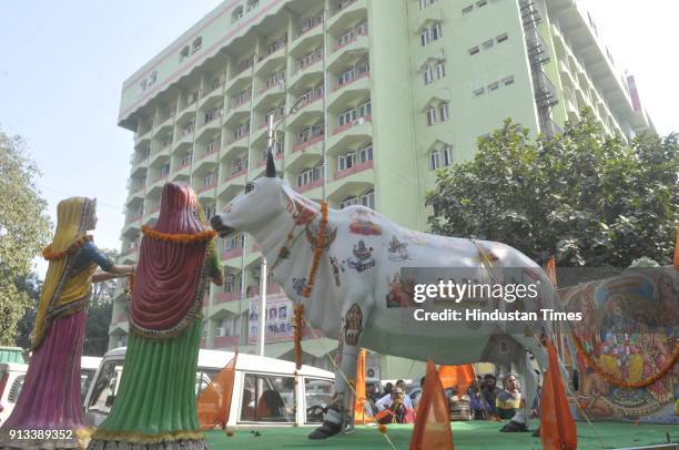 Rashtriya Gau Raksha Sena flagged off Gau Raksha Yatra by Rajeev Gupta at Indira Bhavan, on February 02, 2018 in Lucknow, India. Rashtriya Gau Raksha...