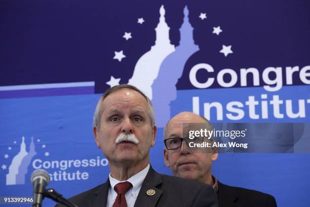 Rep. David McKinley and Chairman of House Energy and Commerce Committee Rep. Greg Walden participate in a news conference to discuss the opioid...