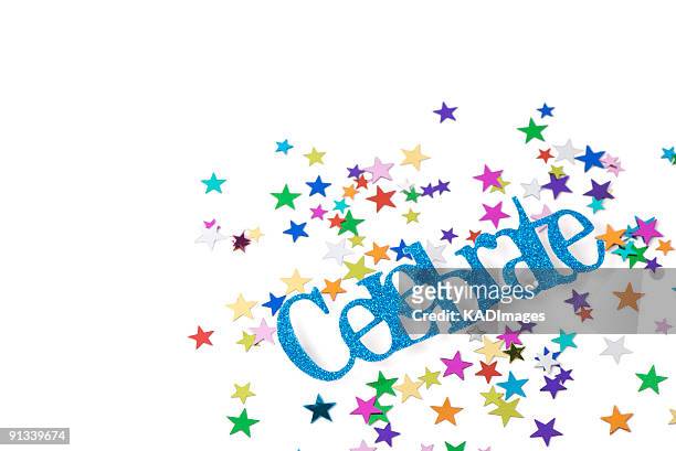 multi colored star confetti - star confetti white background stockfoto's en -beelden