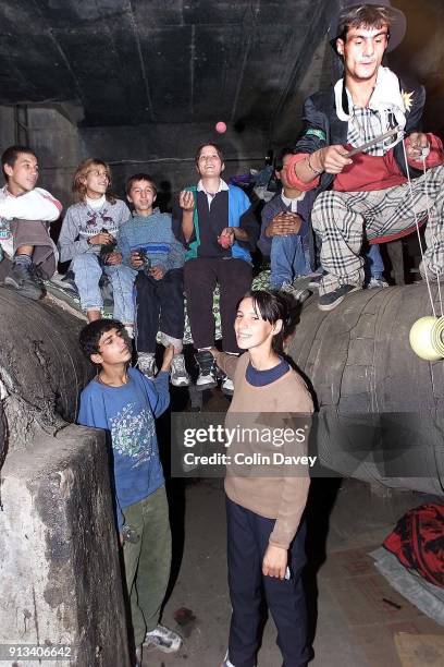 Homeless young people in Bucharest, Romania, 3rd November 2000. This group, known as the Brancoveanu live in heating tunnels under the streets of the...