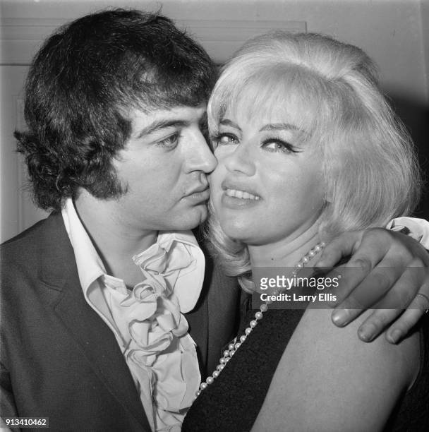 British film actress and singer Diana Dors with her fiance, British actor Alan Lake , UK, 28th October 1968.