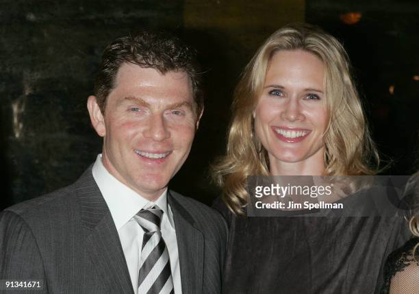 Chef Bobby Flay and Actress Stephanie March attend the after party for the opening night of "Superior Donuts" on Broadway at the Redeye Grill on...
