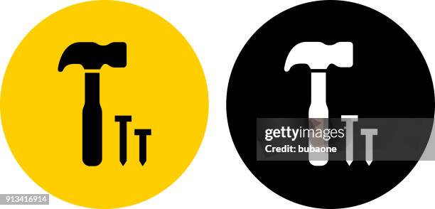 stockillustraties, clipart, cartoons en iconen met hamer en nagels. - spijker